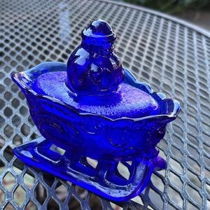 Westmoreland Blue Glass Art Sleigh